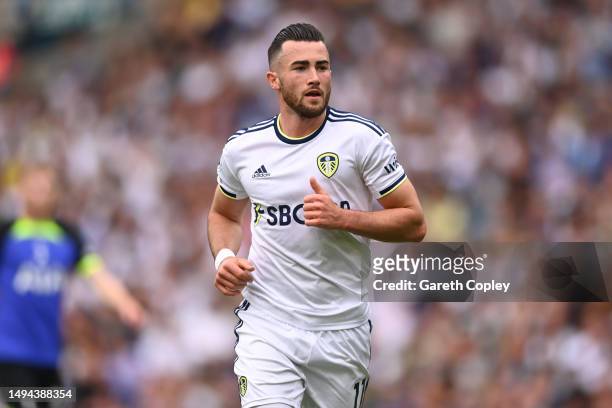 Jack Harrison of Leeds United during the Premier League match between Leeds United and Tottenham Hotspur at Elland Road on May 28, 2023 in Leeds,...