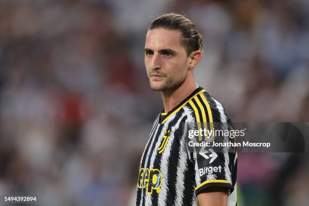 Adrien Rabiot of Juventus looks on during the Serie A match between Juventus and AC Milan at Allianz Stadium on May 28, 2023 in Turin, Italy.