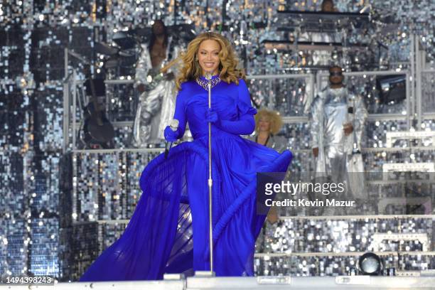 May 29: Beyoncé performs onstage during the “RENAISSANCE WORLD TOUR” at the Tottenham Hotspur Stadium on May 29, 2023 in London, England.