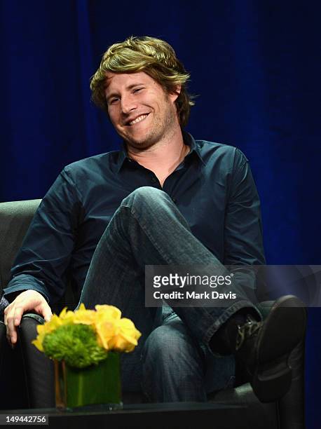 Actor Derek Richardson speaks onstage at the "Anger Management" panel during the FX portion of the 2012 Summer TCA Tour on July 28, 2012 in Beverly...