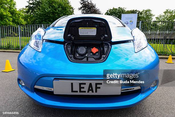 Forefront of the Nissan LEAF, the first 100% electric vehicle, during the Test Drive at Crystal Palace on July 28, 2012 in London, England. Nissan...