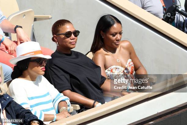 Queen Latifah and partner Eboni Nichols attend day 2 of the 2023 French Open, Roland-Garros 2023, second Grand Slam tennis tournament of the season...
