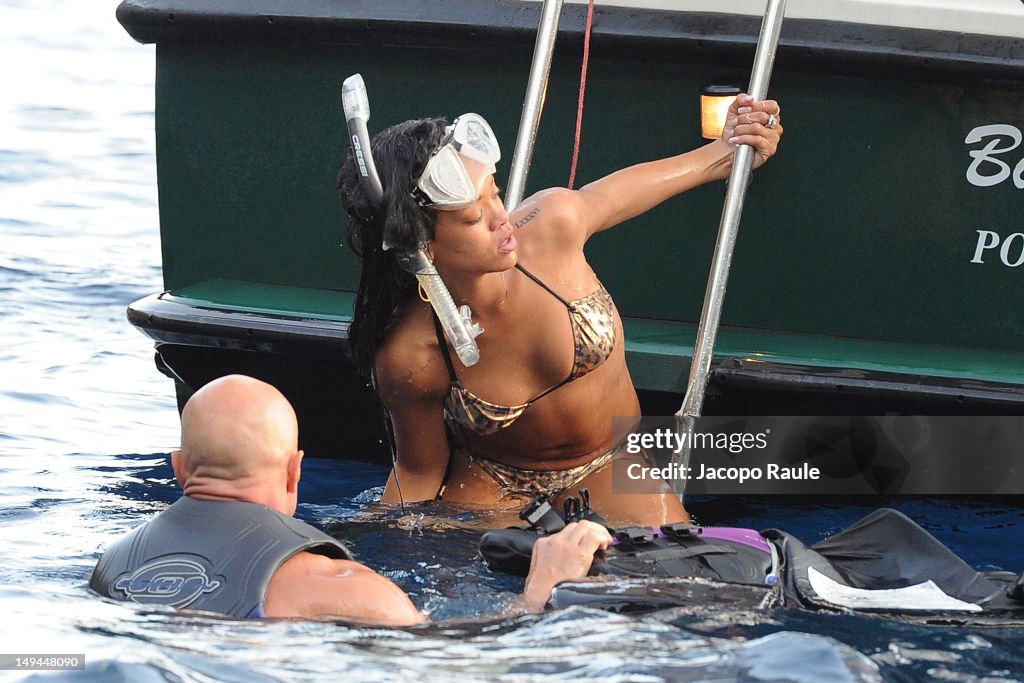 Rihanna Sightings In Portofino - July 28, 2012
