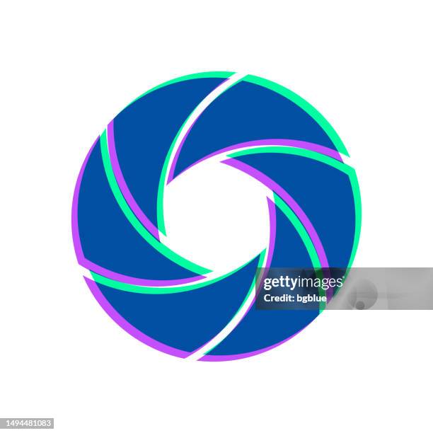 camera shutter. icon with two color overlay on white background - green shutters stock illustrations