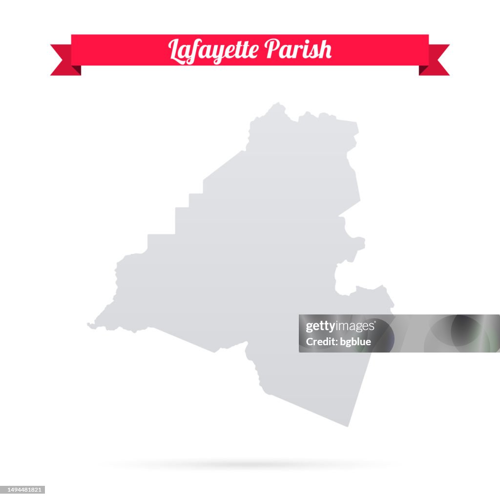 Lafayette Parish, Louisiana. Map on white background with red banner