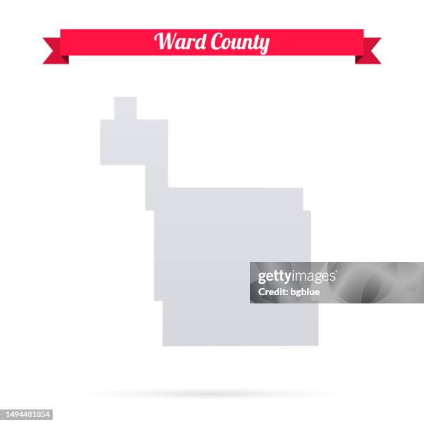 ward county, north dakota. map on white background with red banner - minot north dakota stock illustrations