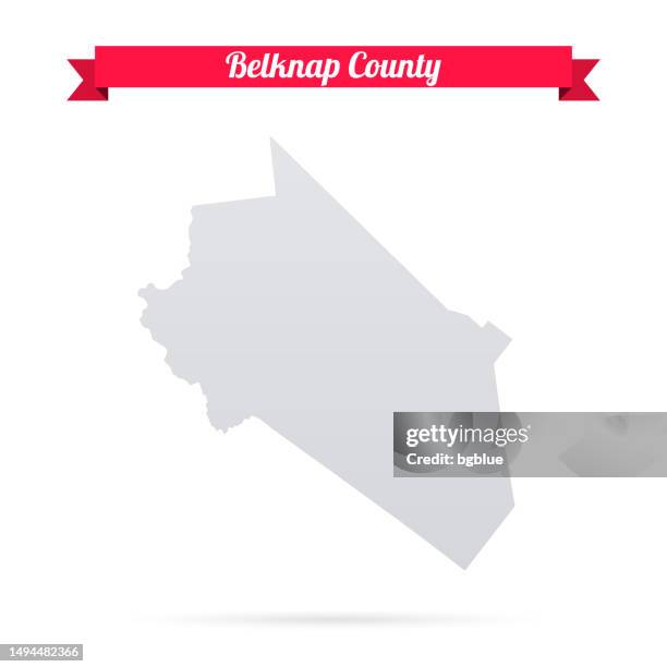 belknap county, new hampshire. map on white background with red banner - laconia new hampshire stock illustrations