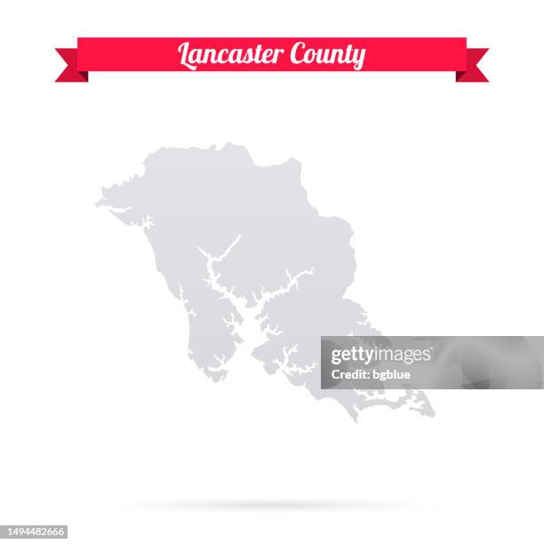 lancaster county, virginia. map on white background with red banner - lancaster county pennsylvania stock illustrations