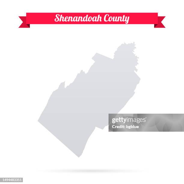 shenandoah county, virginia. map on white background with red banner - woodstock stock illustrations