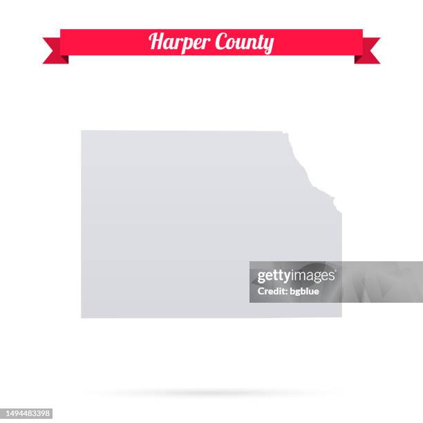 harper county, oklahoma. map on white background with red banner - white buffalo stock illustrations