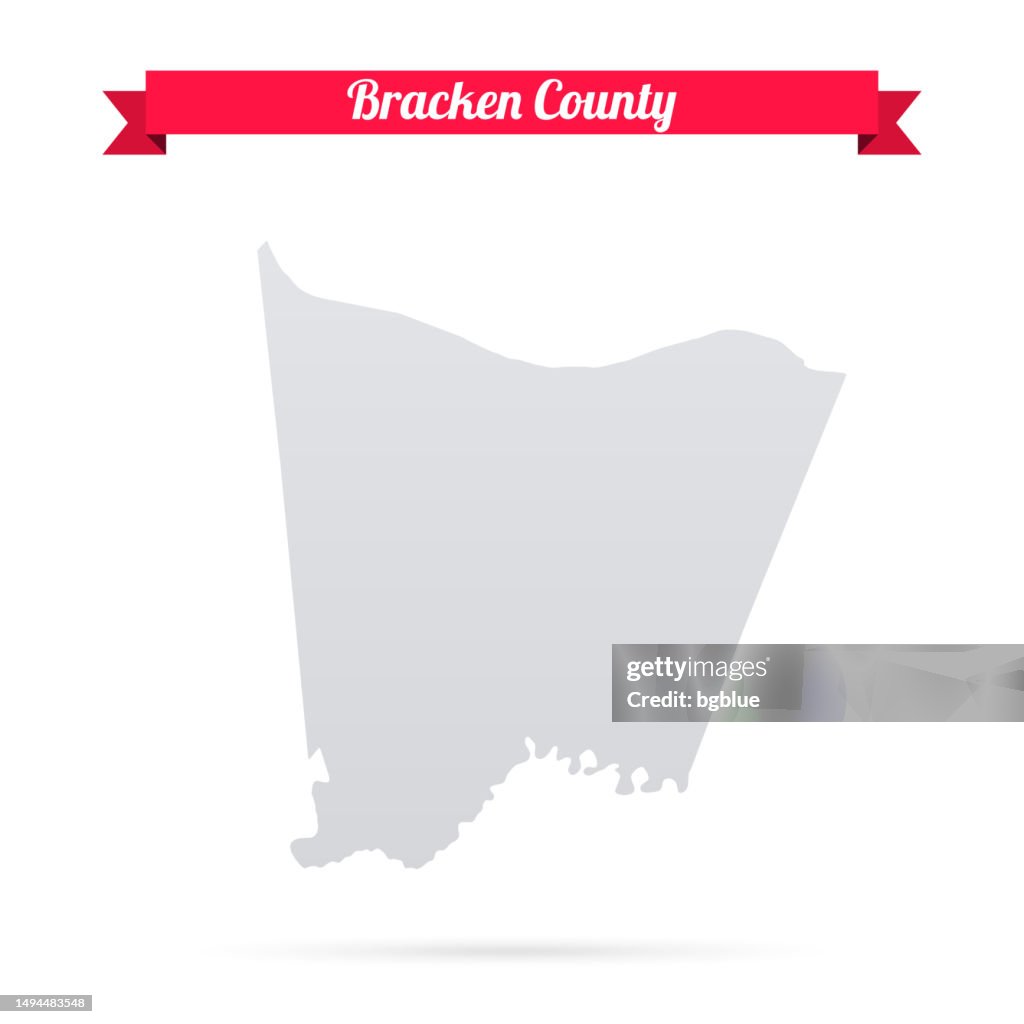 Bracken County, Kentucky. Map on white background with red banner