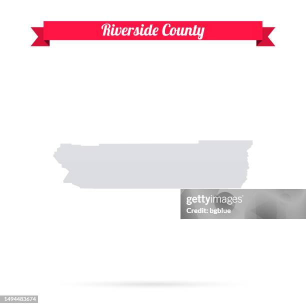 riverside county, california. map on white background with red banner - riverside california stock illustrations