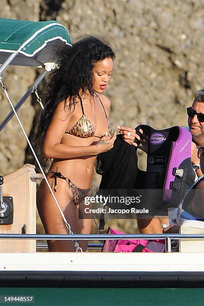 Rihanna is seen on July 28, 2012 in Portofino, Italy.