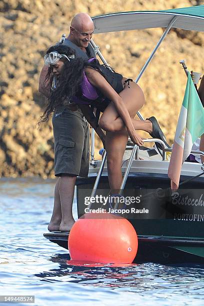 Rihanna is seen on July 28, 2012 in Portofino, Italy.