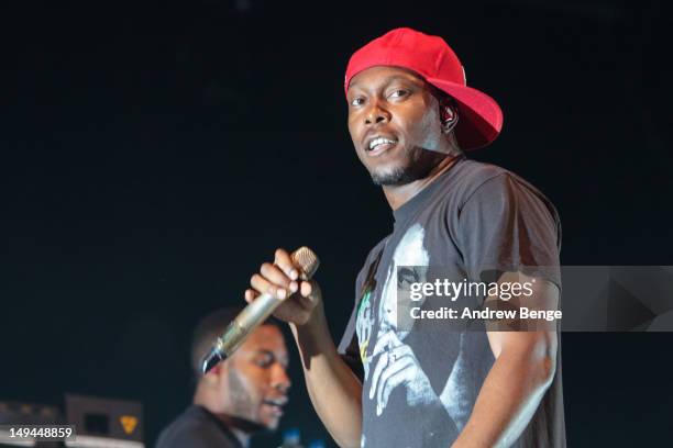 Dizzee Rascal of performs on stage during Kendal Calling at Lowther Deer Park on July 28, 2012 in Kendal, United Kingdom.