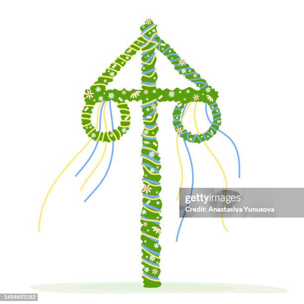 schwedischer maibaum ist schöne tradition - maibaum stock-grafiken, -clipart, -cartoons und -symbole