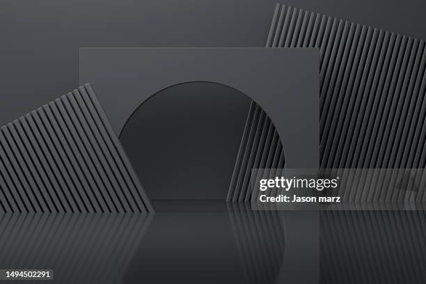 black 3d display platform space - construction platform stock pictures, royalty-free photos & images