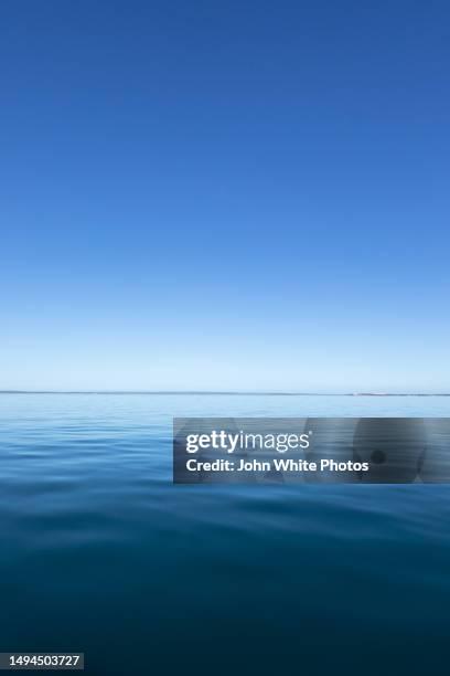 Calm Ocean Deep Blue Sea Flat Seawater Boston Bay Eyre Peninsula South Australia Blue Sky With Large Copy Space High-Res Stock Photo