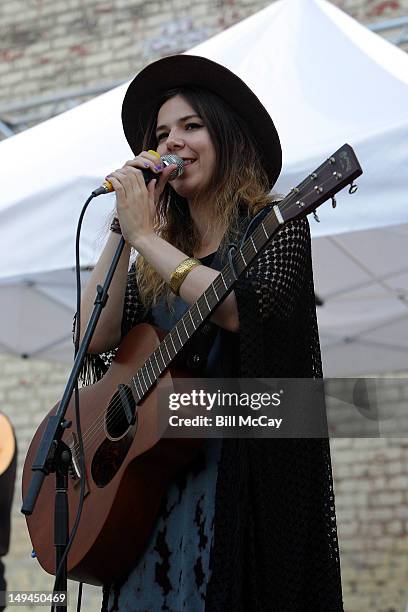 Nanna Hilmarsdottir from Of Monsters And Men performs at the Radio 104.5 Third Summer Block Party at The Piazza At Schmidt's July 28, 2012 in...