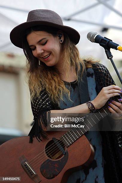 Nanna Hilmarsdottir from Of Monsters And Men performs at the Radio 104.5 Third Summer Block Party at The Piazza At Schmidt's July 28, 2012 in...