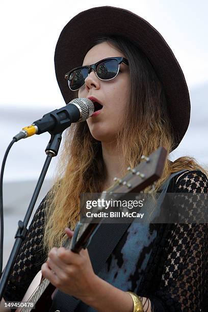 Nanna Hilmarsdottir from Of Monsters And Men performs at the Radio 104.5 Third Summer Block Party at The Piazza At Schmidt's July 28, 2012 in...