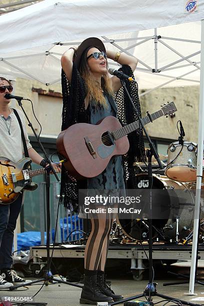 Nanna Hilmarsdottir from Of Monsters And Men performs at the Radio 104.5 Third Summer Block Party at The Piazza At Schmidt's July 28, 2012 in...