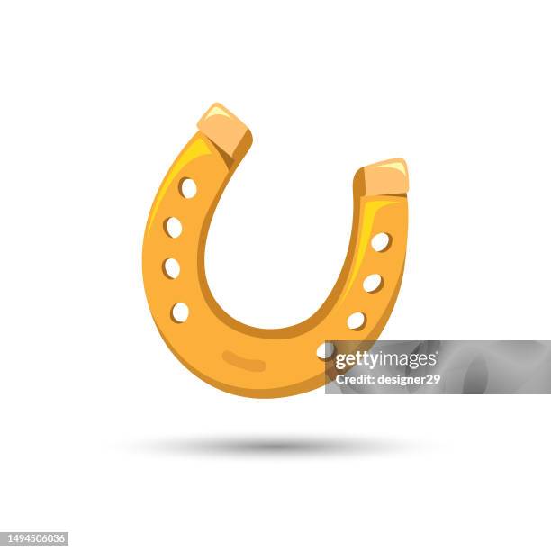 hufeisen-ikone flat design. - horseshoe stock-grafiken, -clipart, -cartoons und -symbole