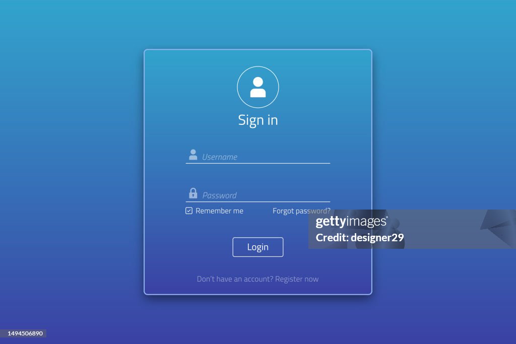 Login Screen Form and User Interface Template Vector Design.