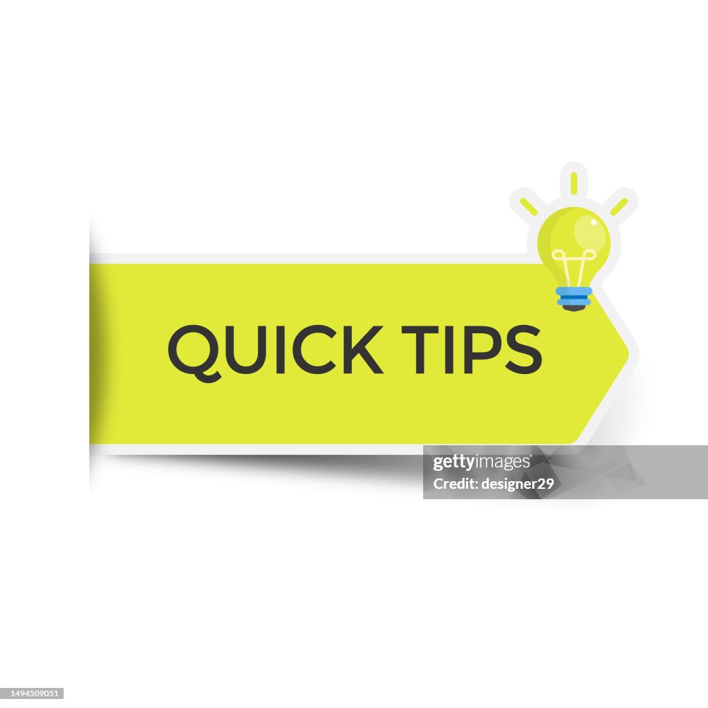 Quick Tips Tag Vector Design on White Background.