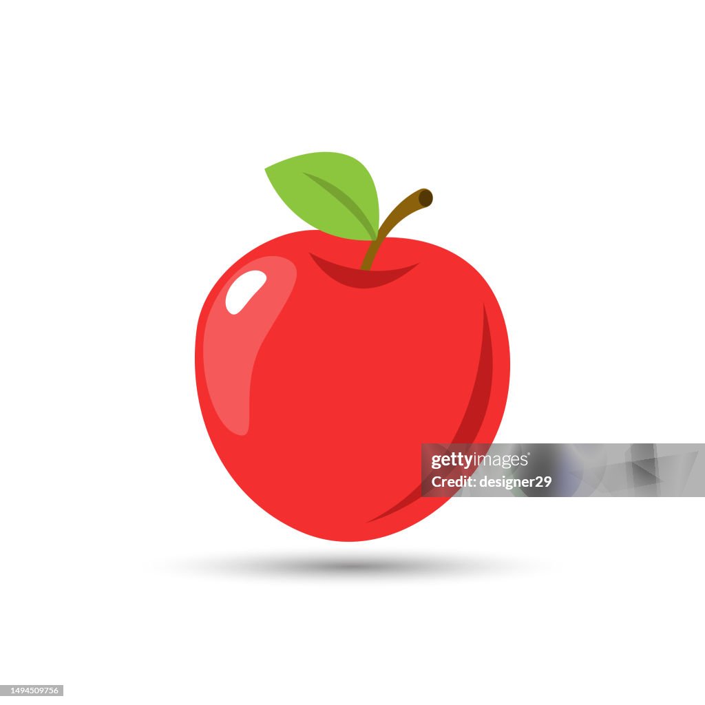 Rotes Apple Icon Flat Design.