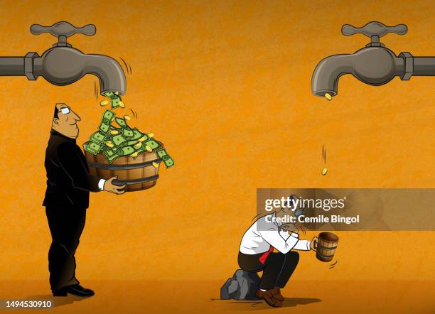 illustrazioni stock, clip art, cartoni animati e icone di tendenza di monet tap e disuguaglianza di reddito - capitalismo