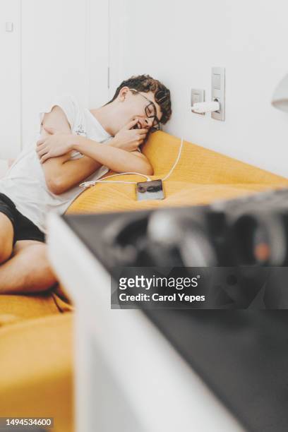 sadness, depression, mental health in teenager - yawning is contagious imagens e fotografias de stock