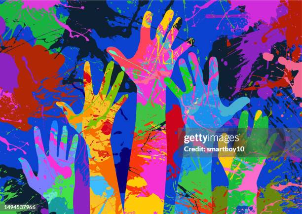 raised hands - gallery stock illustrations
