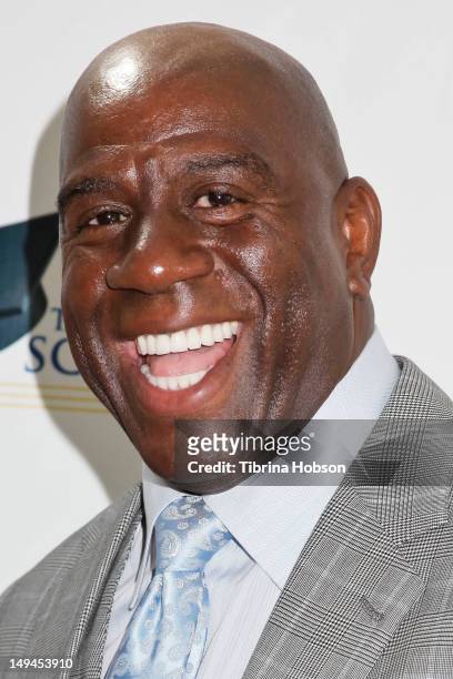 Magic Johnson attends the Magic Johnson Foundation's Taylor Michaels Scholarship Program Brunch at The Skirball Cultural Center on July 28, 2012 in...