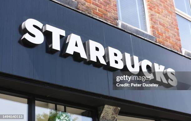 Starbucks External Store Sign on May 2023 in London, England.
