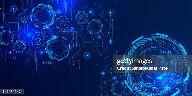 digital technology and engineering, digital telecoms concept - cogs background stock illustrations