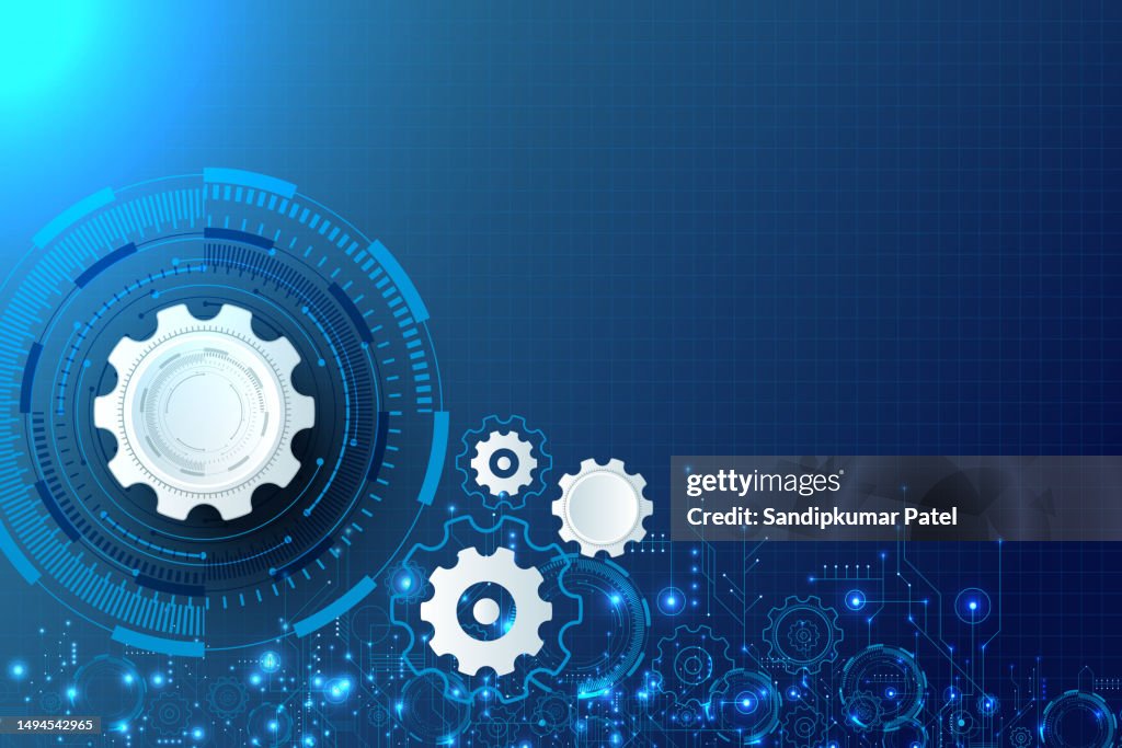Gear wheel mechanisms. Hi-tech digital technology and engineering.