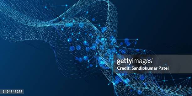 abstract waving line particle technology background - technical support abstract stock illustrations