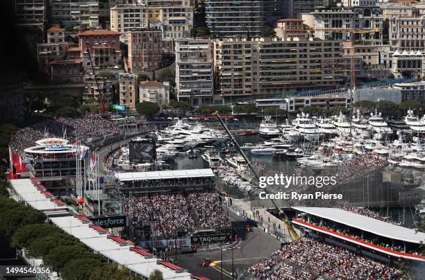 Charles Leclerc of Monaco driving the Ferrari SF-23 and Carlos Sainz of Spain driving the Ferrari SF-23 on track during qualifying ahead of the F1...