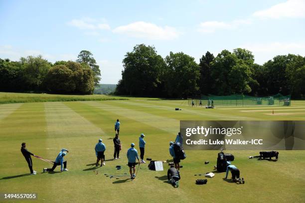 General view of the Indian Team during India training prior to the ICC World Test Championship Final 2023 at Arundel Cricket Club on May 30, 2023 in...