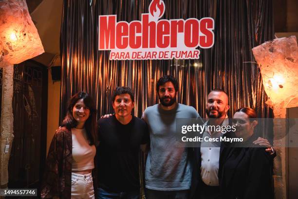 Manel Fuentes , Ricky Rubio , NBA basketball player and president of The Ricky Rubio Foundation and the Doctor Enric Carcereny attend a photocall at...