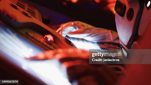 shaky mars rover trip over the surface of red planet mars. close-up astronaut hand pressing on a touch screen to navigate the vehicle - shaky stock pictures, royalty-free photos & images