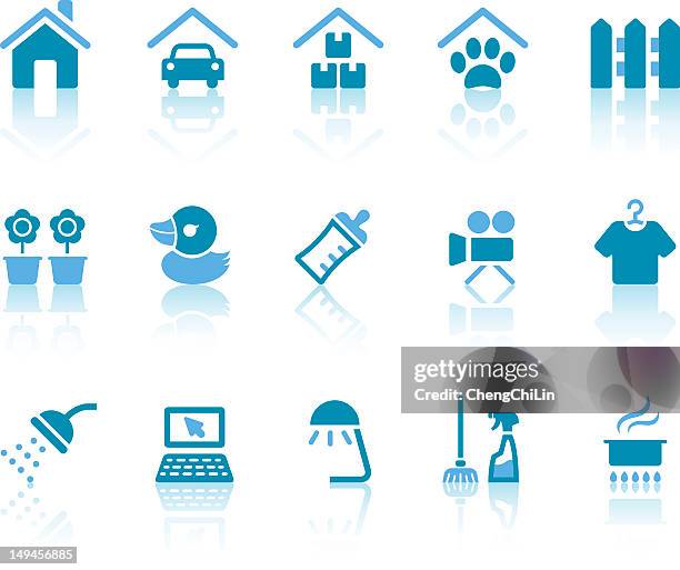 home plans icons | simple blue series - car pet barrier stock illustrations