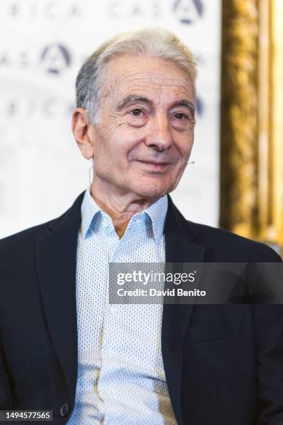 Jorge Maronna of Les Luthiers attends the Les Luthiers Farewell Press Conference at Casa de America on May 30, 2023 in Madrid, Spain.