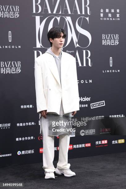 Actor Fan Chengcheng arrives at the red carpet for Harper's Bazaar Annual ICON Party 2023 on May 30, 2023 in Shanghai, China.