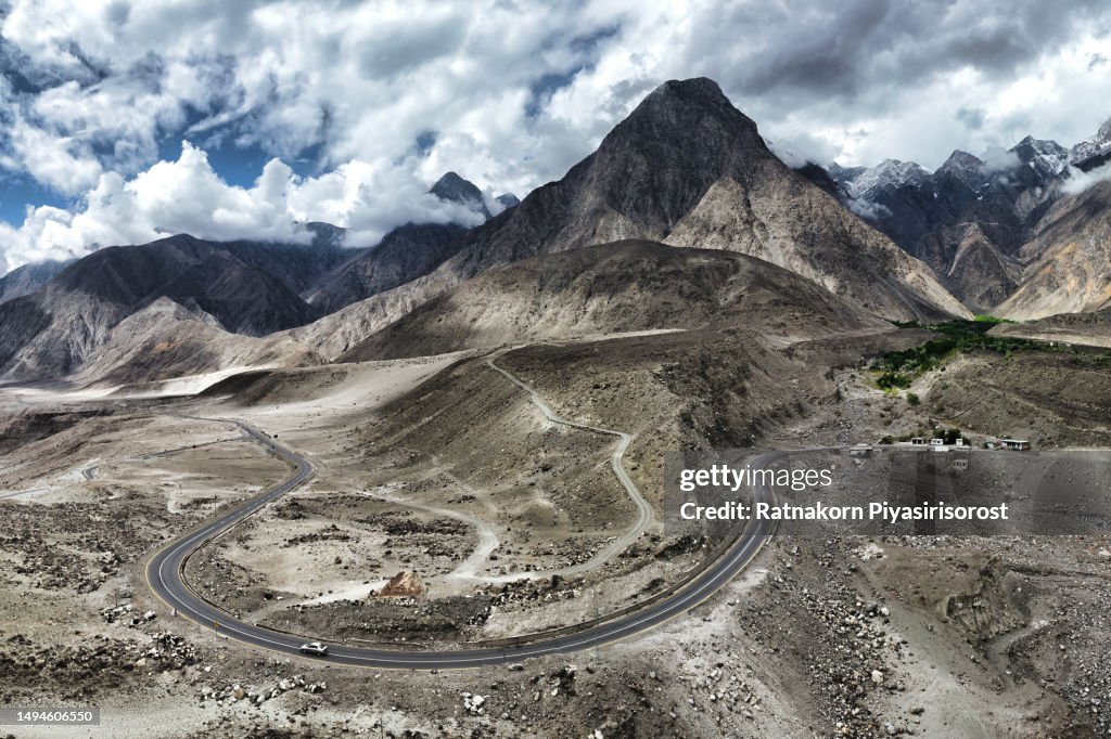 Pakistan Ranag Aerial Drone Landscape View Of Karakoram Highway Karakoram Range ...