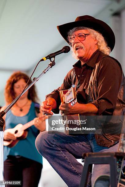 Arlo Guthrie performs with the Guthrie Family Reunion during the 2012 Newport Folk Festival at Fort Adams State Park on July 28, 2012 in Newport,...