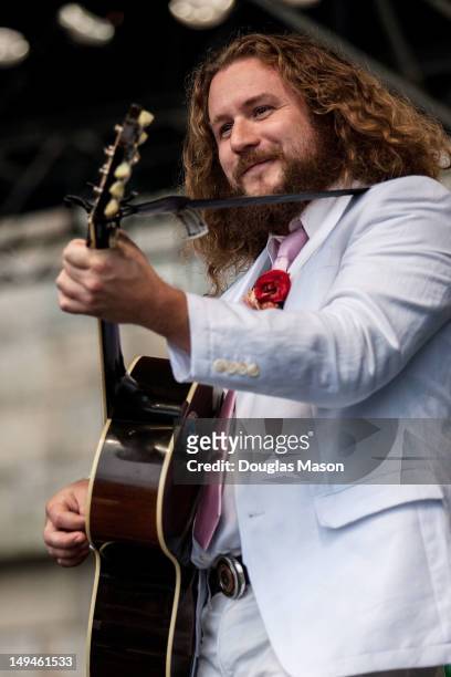 Jim James of My Morning Jacket performs during the 2012 Newport Folk Festival at Fort Adams State Park on July 28, 2012 in Newport, Rhode Island.