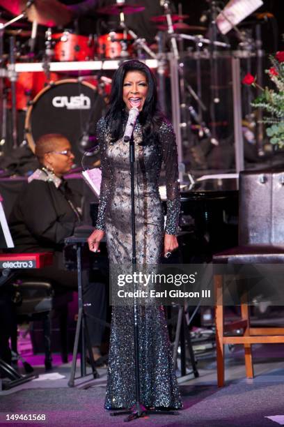 Singer Natalie Cole performs at The Greek Theatre on July 28, 2012 in Los Angeles, California.