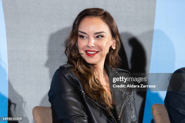 Chenoa speaks during the presentation of "Operacion Triunfo" at Thompson Hotel on May 30, 2023 in Madrid, Spain.